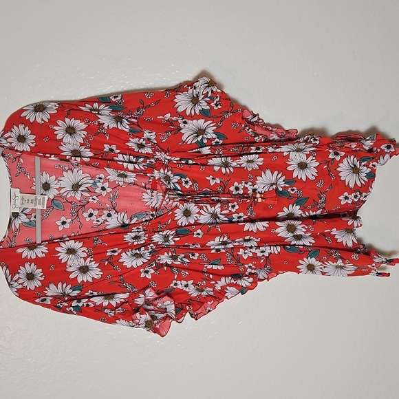 Jessica Simpson Red Floral Kimono Blouse - Picture 7 of 7